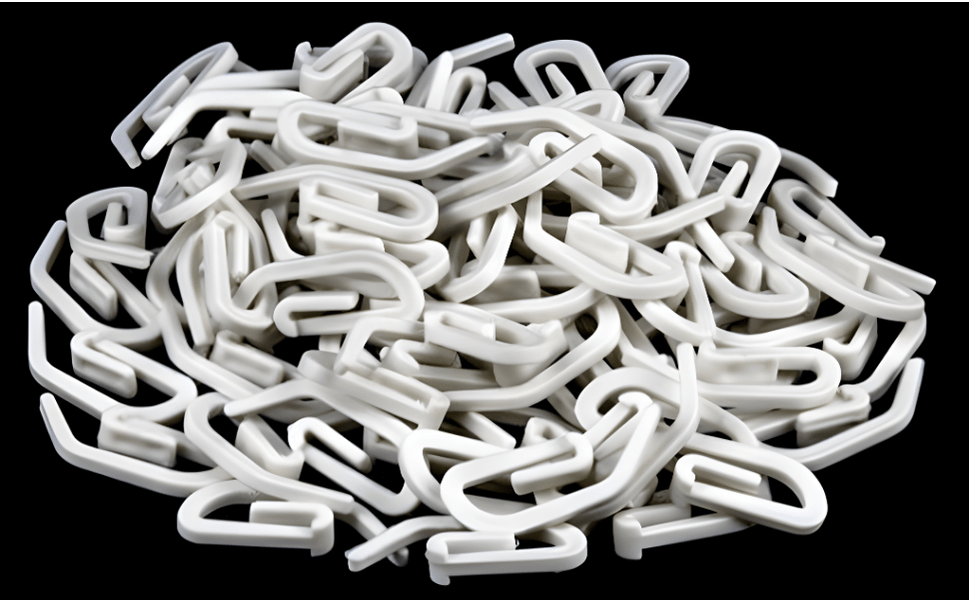 White Plastic Curtain Hooks For Pleated Curtains - 100 Pcs, Nylon J Shape Rust Free Plastic Curtain Hooks for Drapes (Curtain Clips)