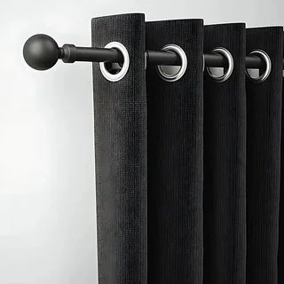 Curtain Rod For Window Against Wall Black