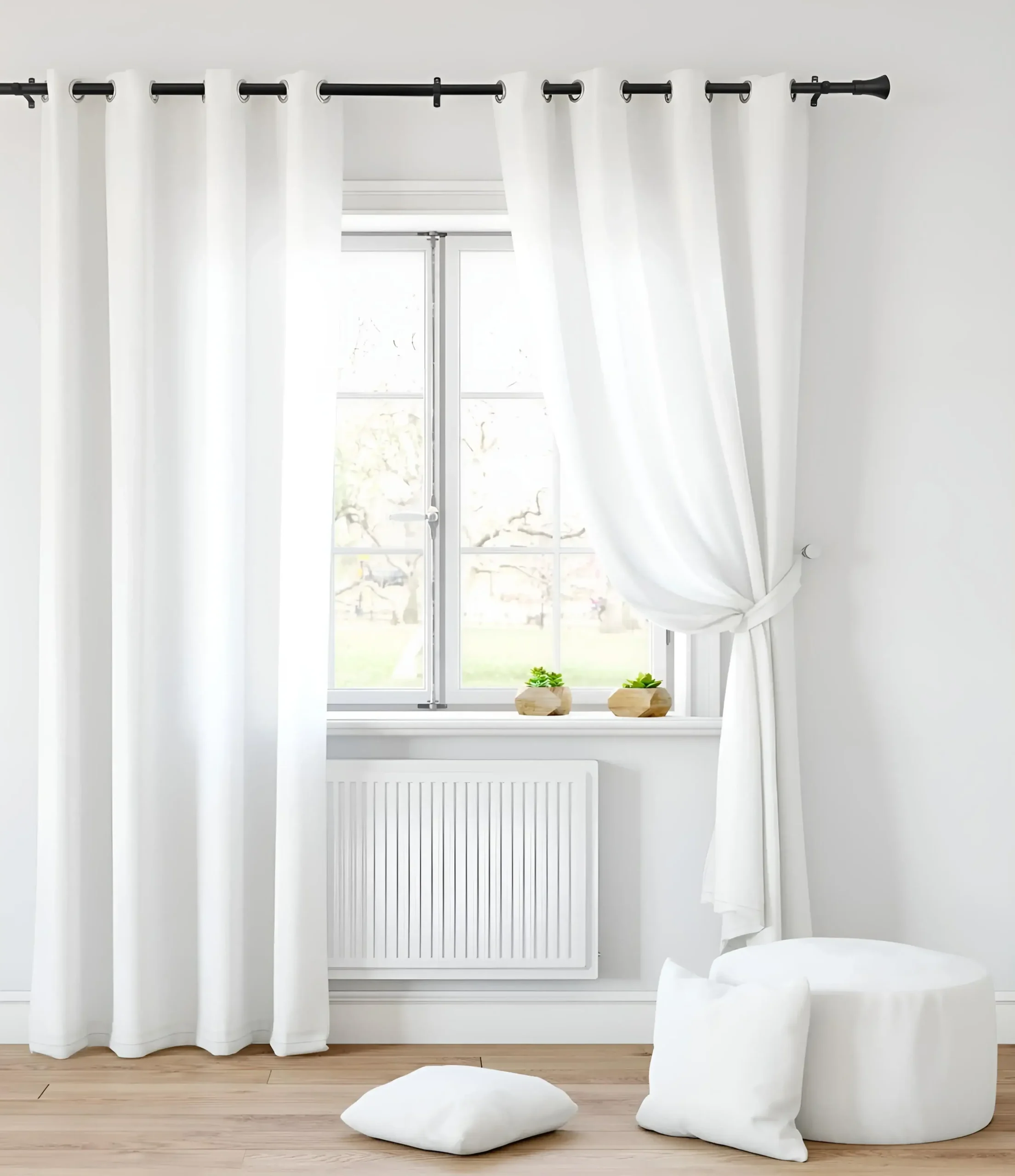 Curtain Rod For Window Next to Wall - Single Length 4.5 Feet, Black Colour