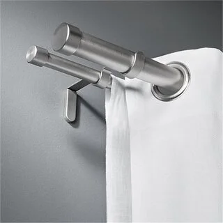 4.5 ft Stainless Steel Double Curtain Rod - 4.5 Feet, Single Length, Perfect For Layering Blackout Curtain With Sheer, Valances, Voile And Laces