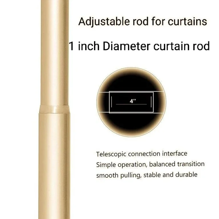 gold adjustable curtain rod, gold extendable curtain rod, gold expandable curtain rod