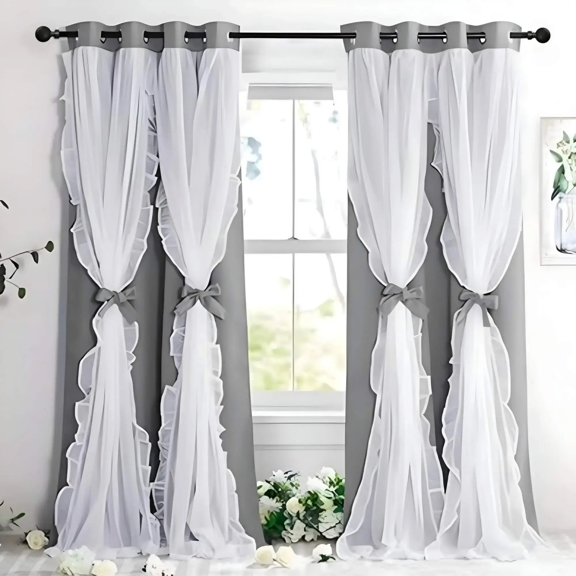 double curtain rods for layers, double curtain rods for layered curtains