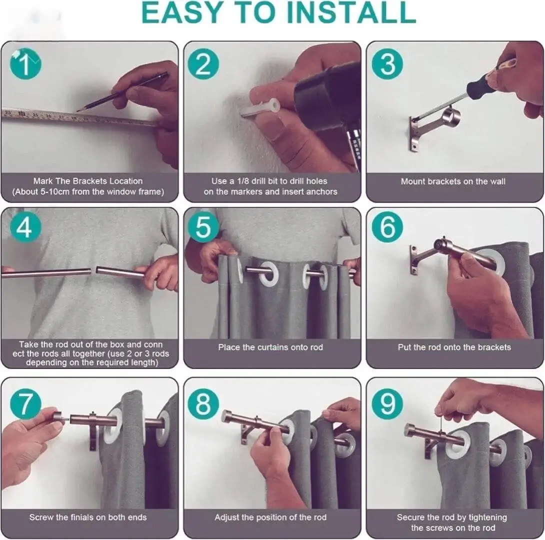 step by step guide to install curtain rods