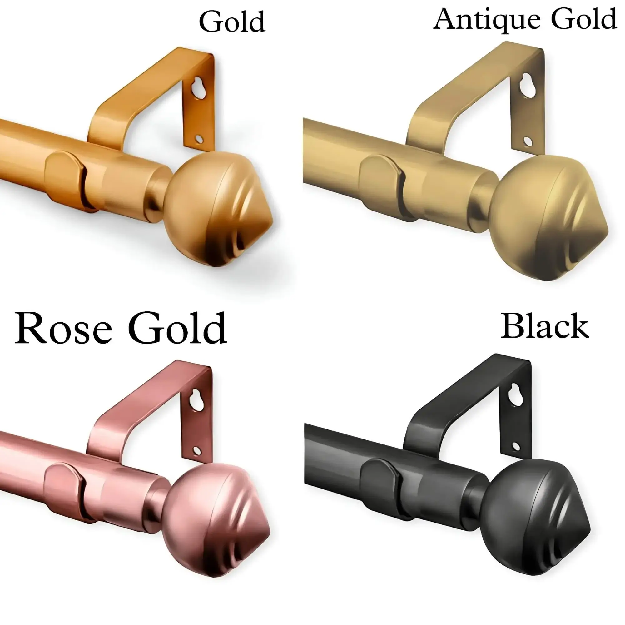 curtain rods of different types, different types of curtain rods, different colour curtain rods