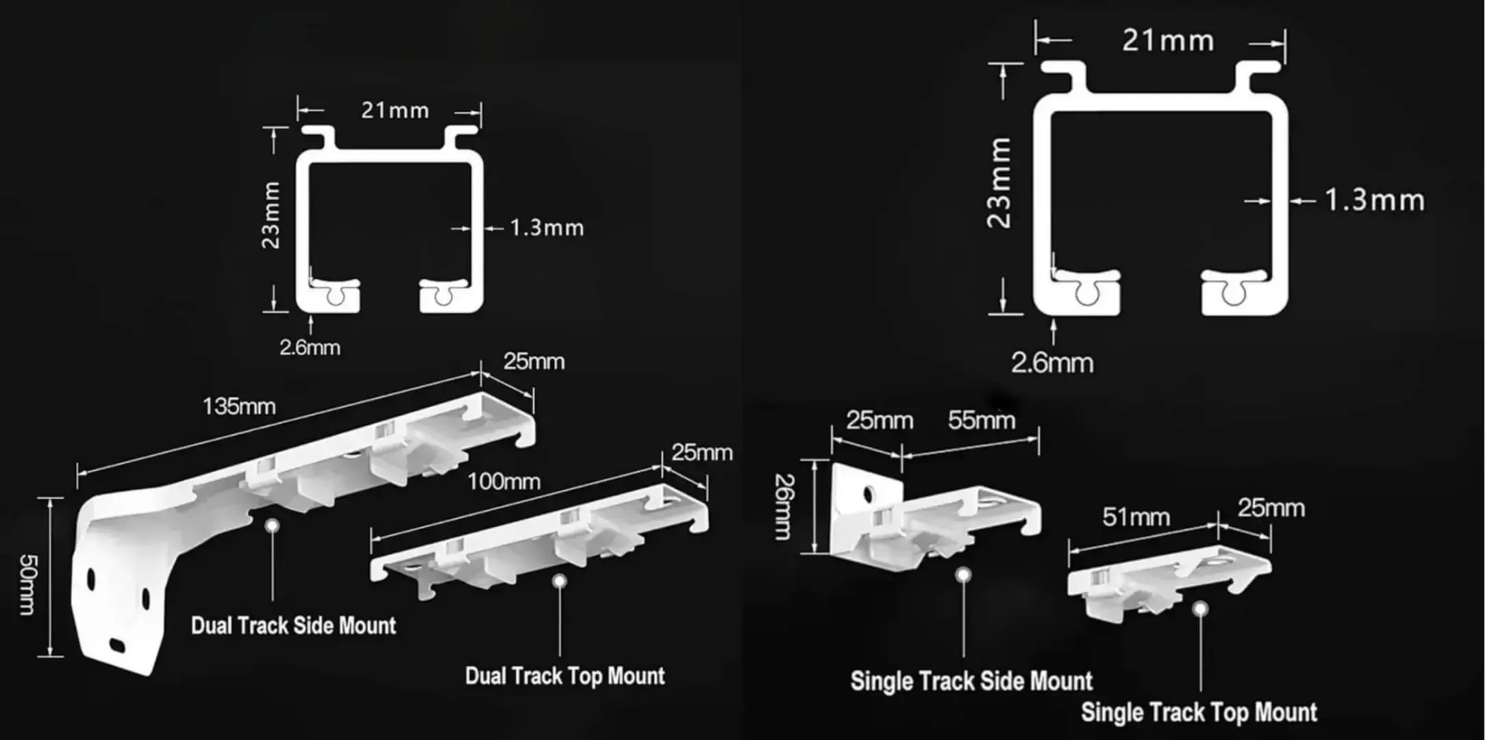 measurements of curtain brackets