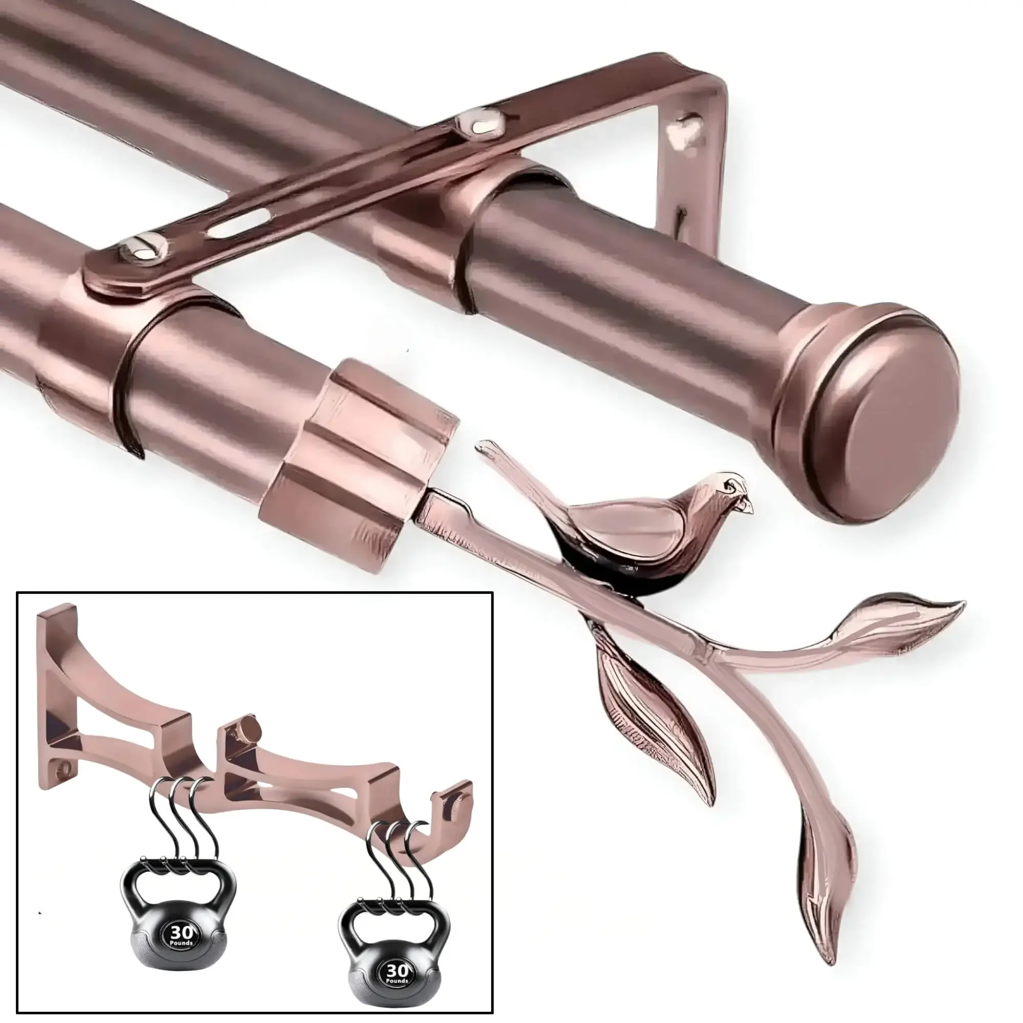 Rose Gold Double Curtain Rod with Bracket – Stylish, Durable and Perfect for Any Décor