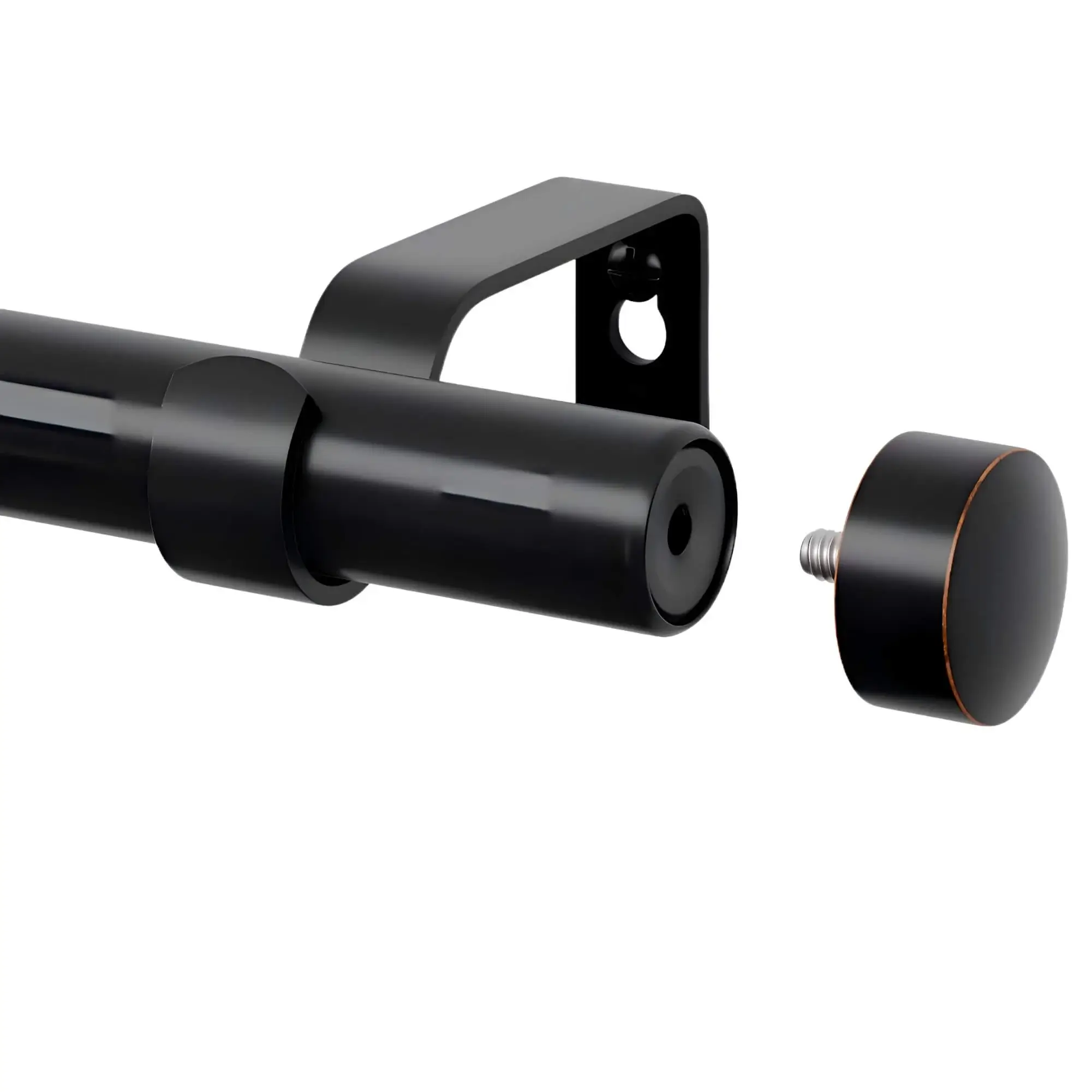 black curtain rod with finial