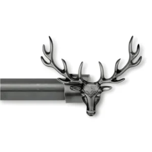 black curtain rods with deer finials, deer curtain rod, curtain rods with deer finials