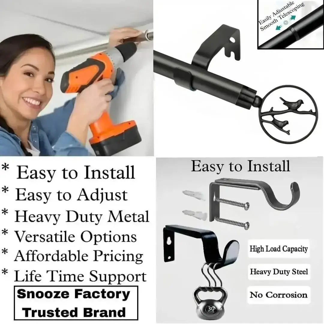 heavy duty adjustable curtain rod, easy install curtain rod, ब्रैकेट के साथ परदा रॉड