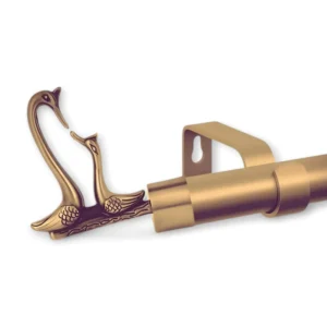 gold curtain rod with finial and bracket, curtain rod with bird finial