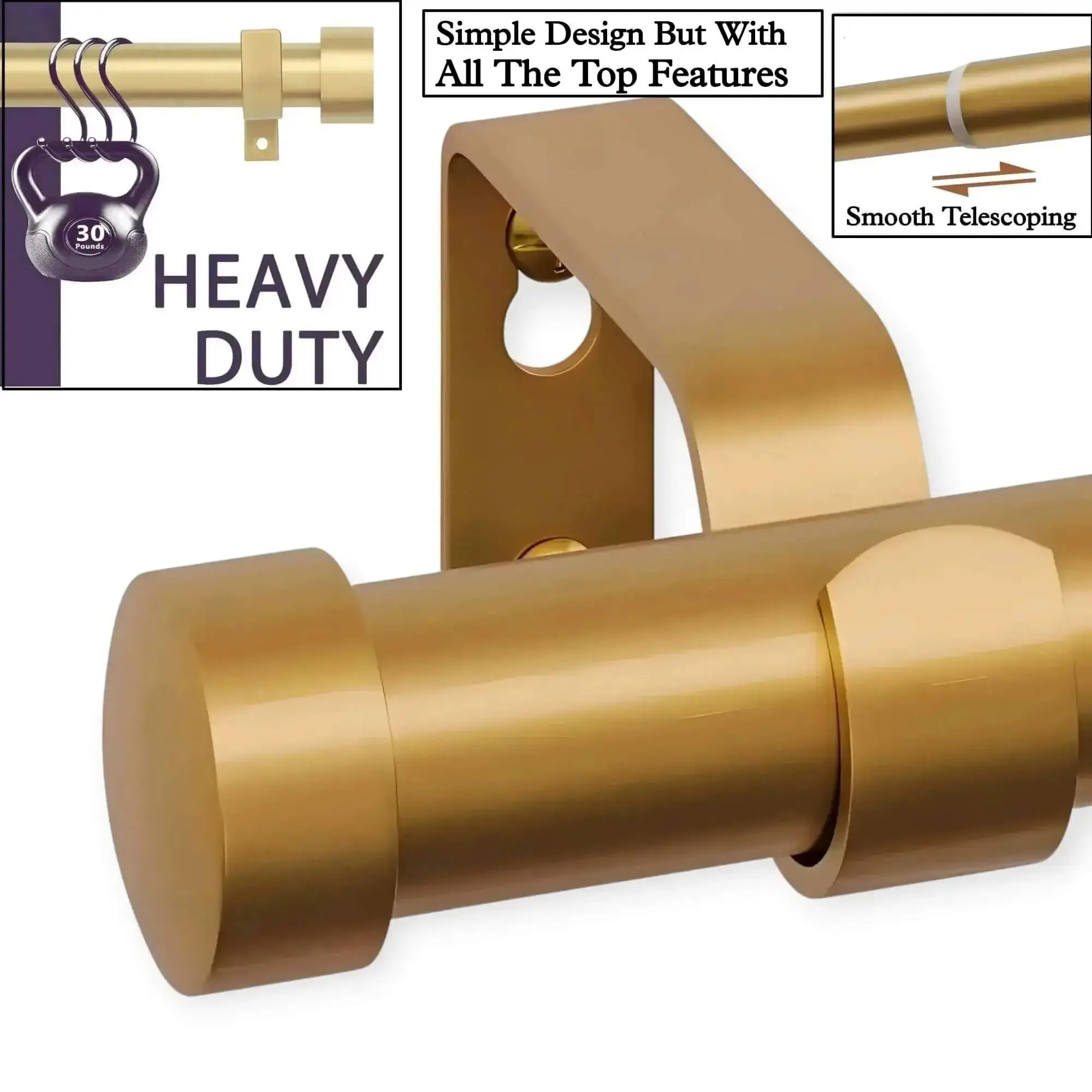 gold heavy duty simple curtain rod