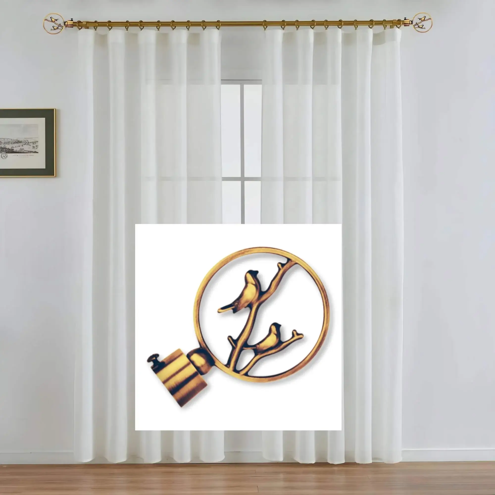 Gold Curtain Rod Heavy Duty Kit with Brackets