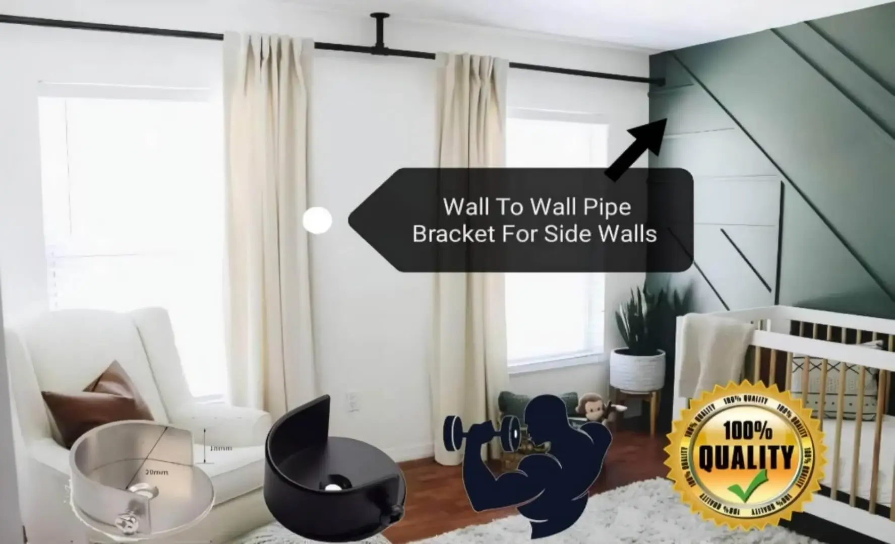 curtain rod close to wall