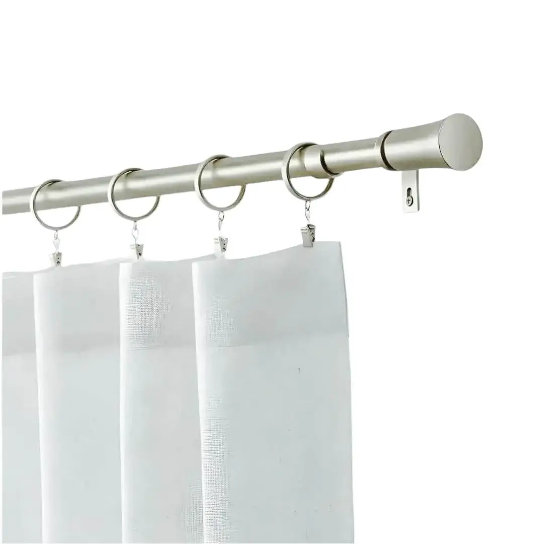 curtain rods for sheer curtains, elegant sheer fabric draping from the grey colour curtain rod to create a chic, airy ambiance, showcasing that the curtain rod can also be used for hanging sheer curtains.